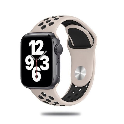 Szilikon Sport Apple Watch Szíj Kő szürke-Fekete, M/L, 42, 44, 45, 49mm