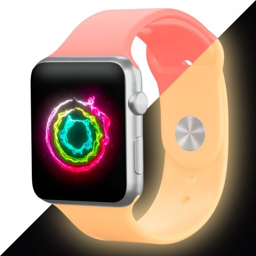 Sötétben Világító Apple Watch Szilikon Szíj Coral, M/L, 42, 44, 45, 49mm