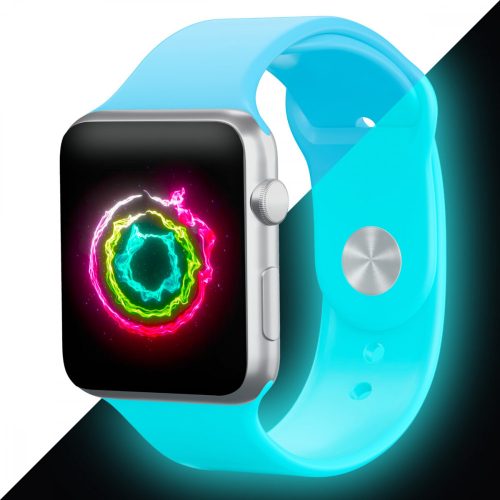 Sötétben Világító Apple Watch Szilikon Szíj Kék, M/L, 38, 40, 41mm