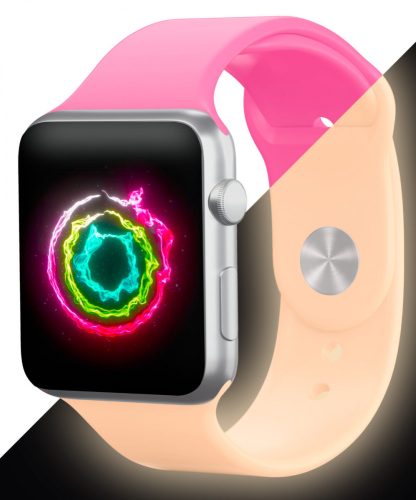 Sötétben Világító Apple Watch Szilikon Szíj Pink, M/L, 38, 40, 41mm