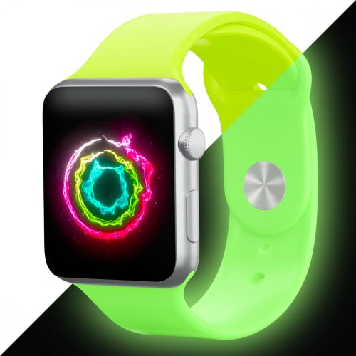 Sötétben Világító Apple Watch Szilikon Szíj Zöld, M/L, 38, 40, 41mm