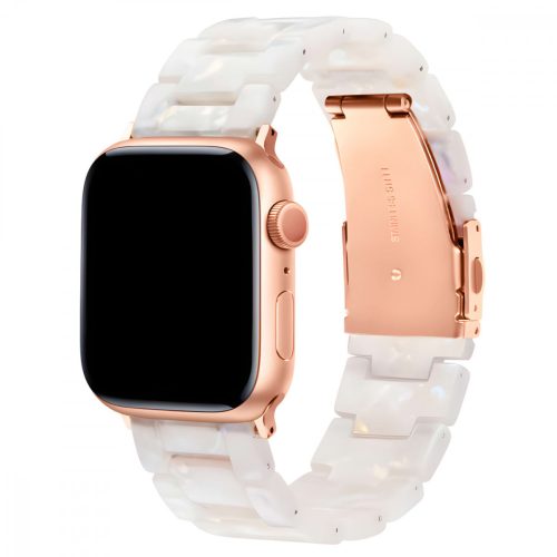 Műgyanta Apple Watch Szíj Fehér - Rose Gold, 38, 40, 41mm