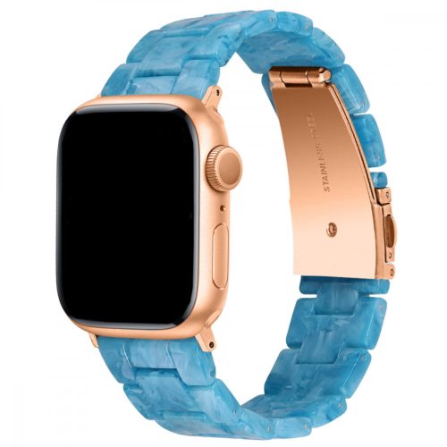 Műgyanta Apple Watch Szíj Kék Kvarc - Rose Gold, 38, 40, 41mm