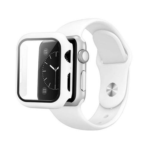 Szilikon Apple Watch Szíj és Tok (Azonos Színben) Fehér, M/L, 38mm