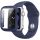 Szilikon Apple Watch Szíj és Tok (Azonos Színben) Midnight Blue, M/L, 44mm