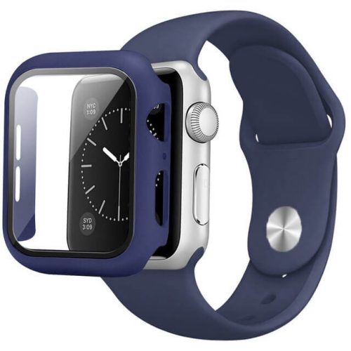Szilikon Apple Watch Szíj és Tok (Azonos Színben) Midnight Blue, M/L, 44mm
