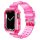 Átlátszó Szilikon Apple Watch Szíj és Tok Pink, 42mm, 44mm, 45mm