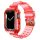 Átlátszó Szilikon Apple Watch Szíj és Tok Piros, 42mm, 44mm, 45mm