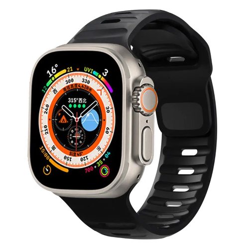 TrailBlazer Szilikon Apple Watch Szíj Fekete, 42, 44, 45, 49mm